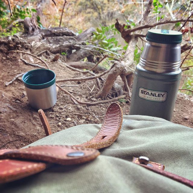 Travel with Essentials, Stanley Flask, backpack, outdoor adventures.