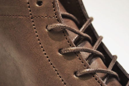 Clean eyelets for laces on the brown boots