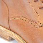 Handstitching on Cognac Vegetable Tanned Leather Boots