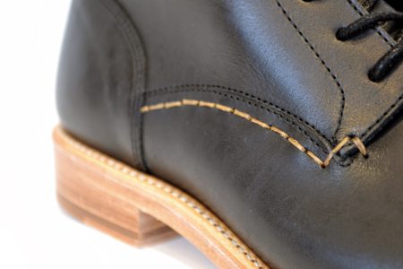 Handstitching on our Black Leather Boots